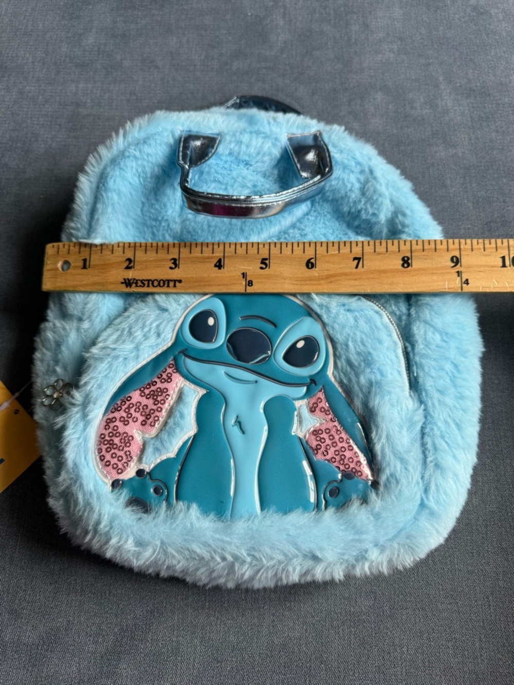 Lilo & Stitch Girls Faux Fur Mini Backpack Blue Character New Adjustable Pockets - Picture 6 of 8